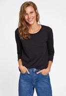 Bayan Siyah Modal Karışımlı Uzun Kollu Tişört