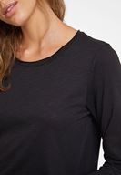 Bayan Siyah Modal Karışımlı Uzun Kollu Tişört