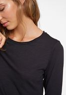 Bayan Siyah Modal Karışımlı Uzun Kollu Tişört