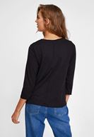 Bayan Siyah Modal Karışımlı Uzun Kollu Tişört