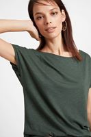 Bayan Yeşil Bot Yaka Modal Karışımlı Tişört