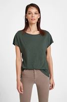 Bayan Yeşil Bot Yaka Modal Karışımlı Tişört