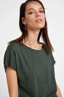 Bayan Yeşil Bot Yaka Modal Karışımlı Tişört