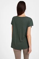 Bayan Yeşil Bot Yaka Modal Karışımlı Tişört