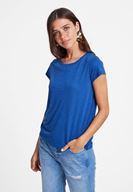 Bayan Lacivert Yuvarlak Yaka Yarım Kollu Basic Tişört