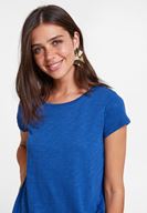 Bayan Lacivert Yuvarlak Yaka Yarım Kollu Basic Tişört