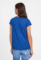 Bayan Lacivert Yuvarlak Yaka Yarım Kollu Basic Tişört