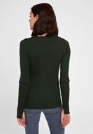 Bayan Yeşil Düğme Detaylı Uzun Kollu Hırka