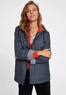 Bayan Gri İçi Çizgi Desenli Yağmurluk