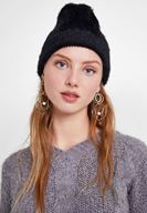 Bayan Siyah Tüy Detaylı Bere