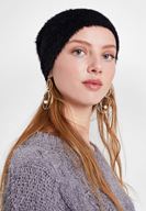 Bayan Siyah Tüy Detaylı Bere