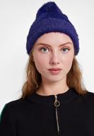 Bayan Lacivert Tüy Detaylı Bere