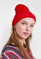 Bayan Kırmızı Tüy Detaylı Bere