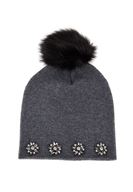 Bayan Gri Taş Detaylı Bere