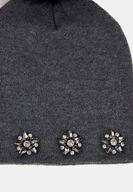 Bayan Gri Taş Detaylı Bere