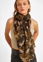 Bayan Yeşil Kamuflaj Desenli Pamuklu Şal