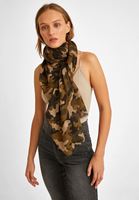 Bayan Yeşil Kamuflaj Desenli Pamuklu Şal