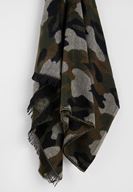 Bayan Yeşil Uzun Kamuflaj Desenli Şal