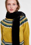 Bayan Siyah Uzun Suni Kürk Şal