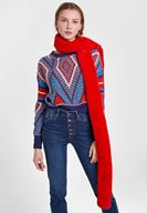 Bayan Kırmızı Uzun Suni Kürk Şal