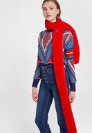 Bayan Kırmızı Uzun Suni Kürk Şal