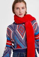 Bayan Kırmızı Uzun Suni Kürk Şal