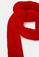 Bayan Kırmızı Uzun Suni Kürk Şal