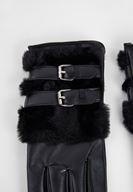 Bayan Siyah Toka Detaylı Kürklü Eldiven