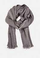 Bayan Gri Sim Şerit Detaylı Şal