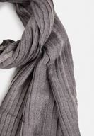 Bayan Gri Sim Şerit Detaylı Şal