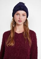 Bayan Lacivert Ponpon Detaylı Şönil Bere