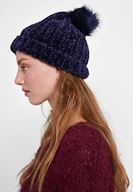 Bayan Lacivert Ponpon Detaylı Şönil Bere