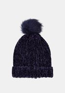 Bayan Lacivert Ponpon Detaylı Şönil Bere