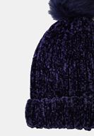 Bayan Lacivert Ponpon Detaylı Şönil Bere