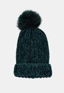 Bayan Yeşil Ponpon Detaylı Şönil Bere