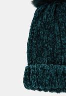 Bayan Yeşil Ponpon Detaylı Şönil Bere