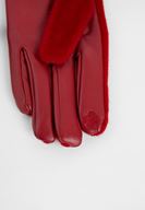 Bayan Kırmızı Suni Kürk Detaylı Deri Eldiven