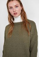 Bayan Çok Renkli Sim Detaylı Çizgili Triko