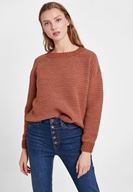 Bayan Çok Renkli Sim Detaylı Çizgili Triko