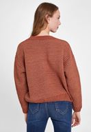 Bayan Çok Renkli Sim Detaylı Çizgili Triko