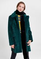 Bayan Yeşil Çift Taraflı Suni Kürk Kaban