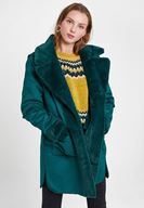 Bayan Yeşil Çift Taraflı Suni Kürk Kaban