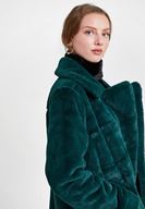 Bayan Yeşil Çift Taraflı Suni Kürk Kaban