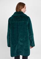 Bayan Yeşil Çift Taraflı Suni Kürk Kaban