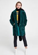 Bayan Yeşil Çift Taraflı Suni Kürk Kaban