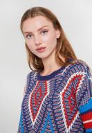 Bayan Lacivert Karışık Desen Detaylı Triko