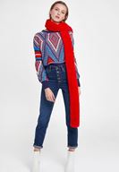 Bayan Lacivert Karışık Desen Detaylı Triko