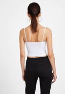 Bayan Beyaz İnce Askılı Crop Bluz