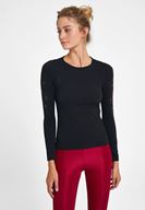 Bayan Siyah Kol Detaylı Spor Tişört