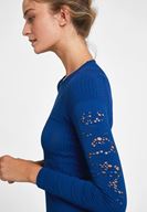 Bayan Lacivert Kol Detaylı Spor Tişört